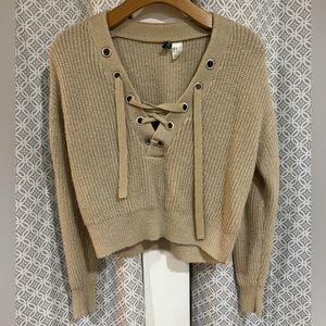 H&M lace up sweater